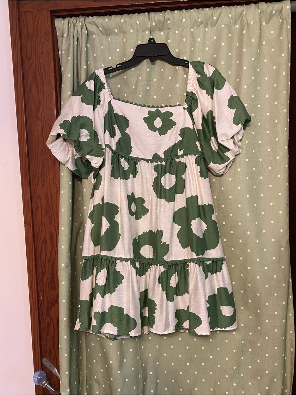 Umgee Cream and Green Floral Mini Dress